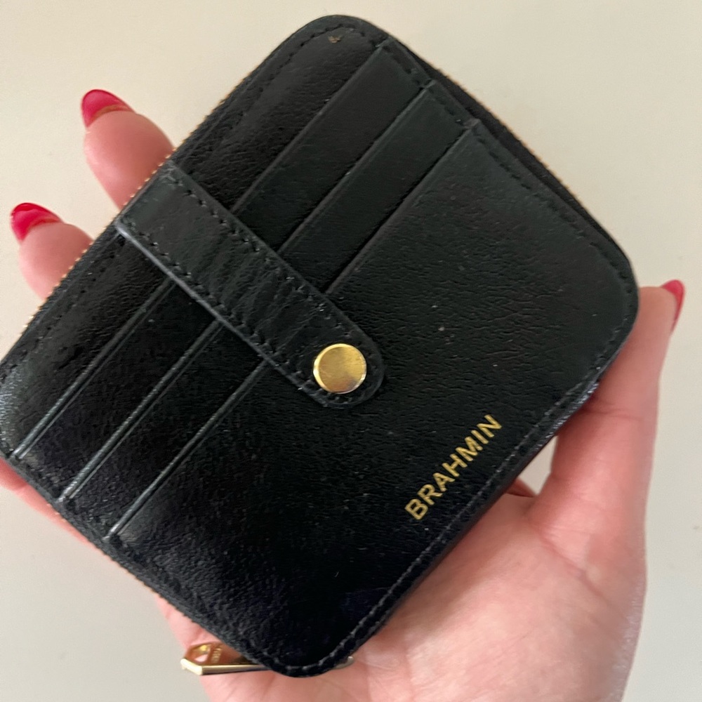 Black Leather Brahmin card wallet